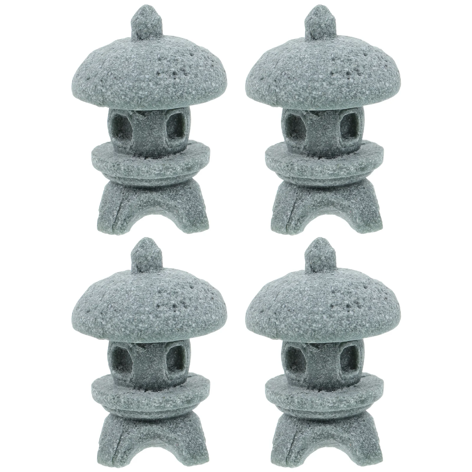 

4 Pcs Simulation Landscape Pavilion Ornament Pagoda Statue Japanese Home Decor Decorate