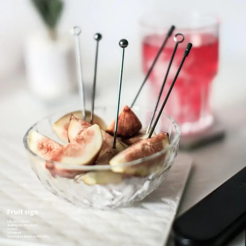 Stainless steel gold plated cocktail picks pin for cocktail drink sticks buffet cupcake decorations fruit fork 1X