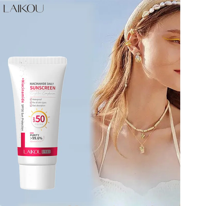 LAIKOU Niacinamide Sunscreen Facial Body Solar Sun Blocker SPF50+ Refreshing Waterproof UV Concealer Moisturizing Brightening
