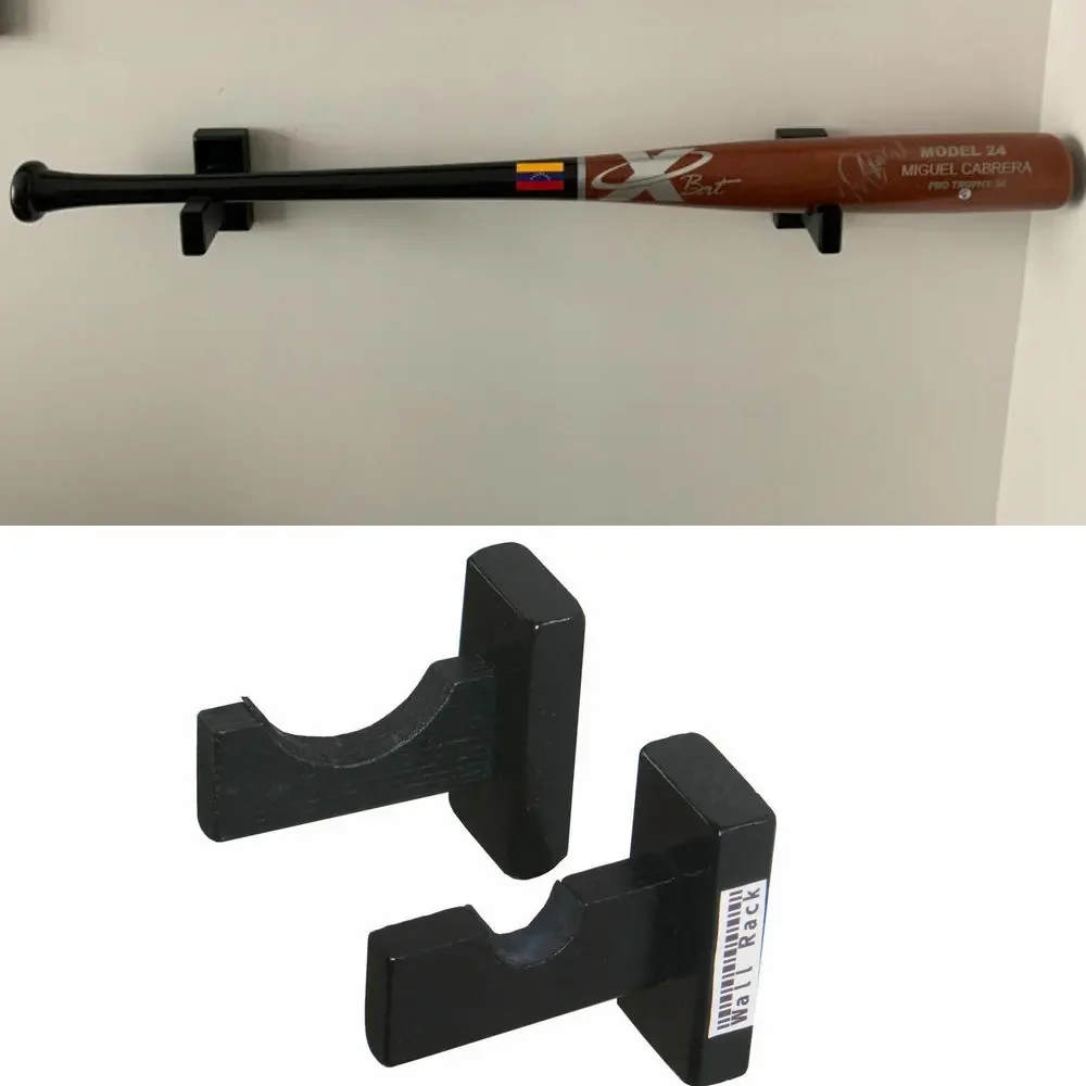 Black Baseball Bat Wall Mount,Easy-Install Horizontal Bat Organizer for Home, Garage, or Man Cave Decor