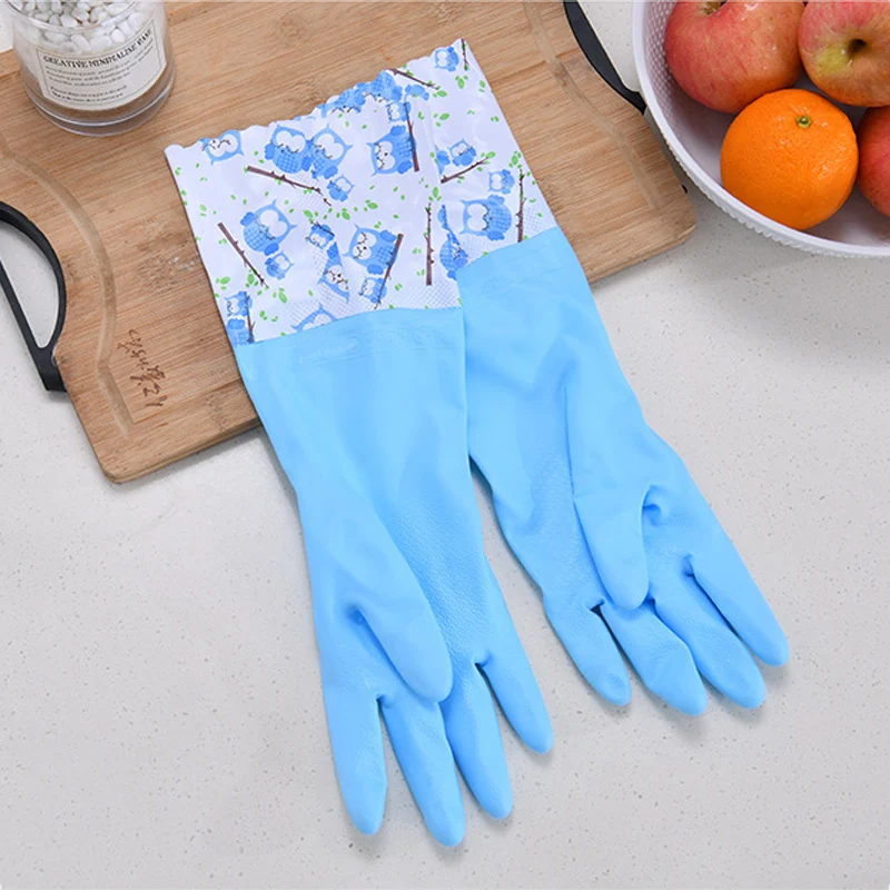 Household Gloves Latex Free Cleaning Gloves  Extra Long Cuff 47cm and Vinyl Textured Grip 1 Pair