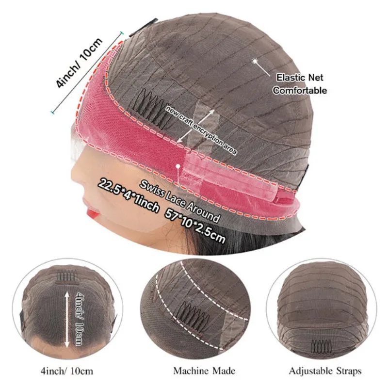 Lace Front Wig 200D 360 Human Hair 4/27 Deep Wave Ombre Highlight Free Part Pre-Plucked