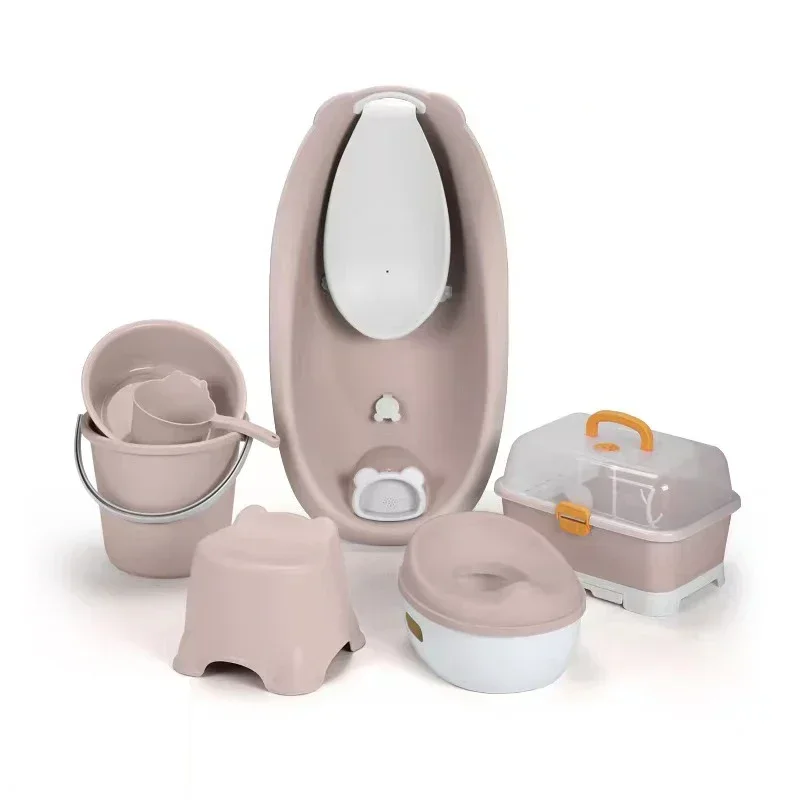 Newborn Baby Plastic Bathtub Set, Potty Seat, Chair, Bowl, Bucket, Bath Tub, Kids, 7Pcs