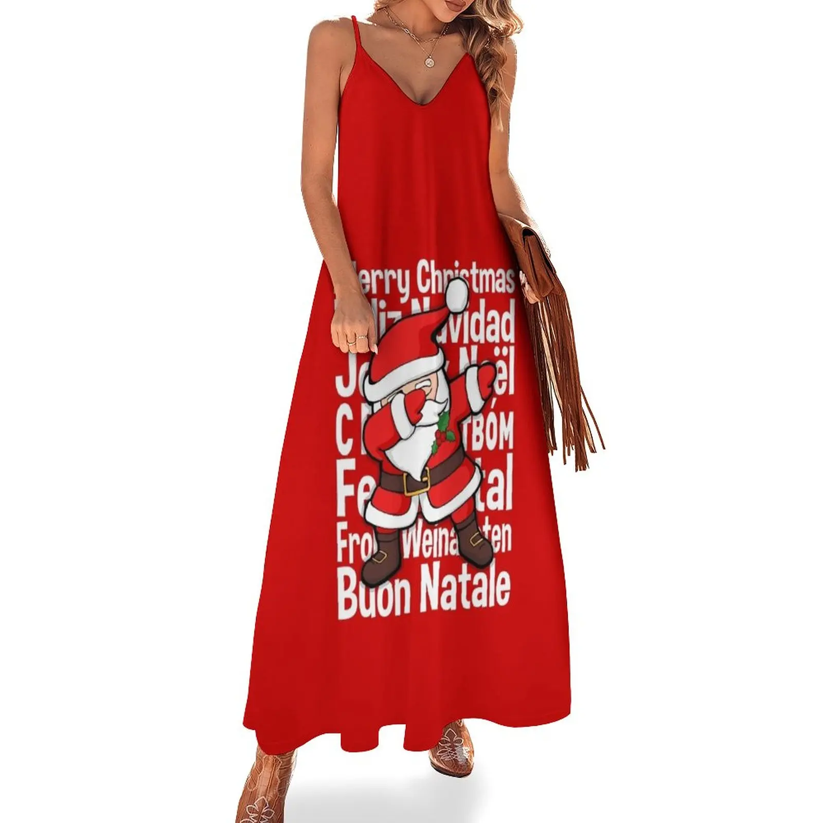 

Dabbing Santa Dab Santa Funny Merry Christmas Gift Sleeveless Dress Beachwear Women's summer suit evening dresses luxury 2023