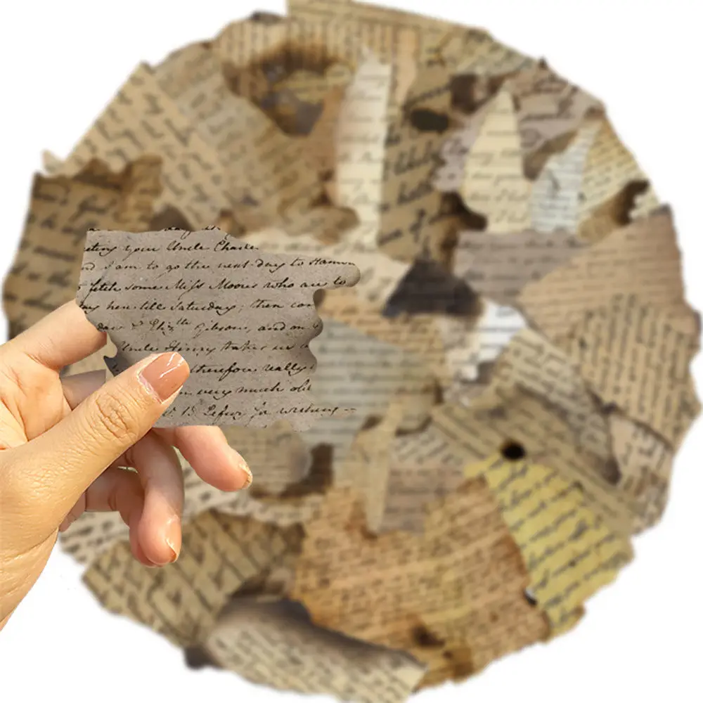 50pcs Retro Vintage Burnt English Fragments Graffiti Stickers For Phone Case Laptop Guitar DIY Craft Supplies Aesthetic Sticker