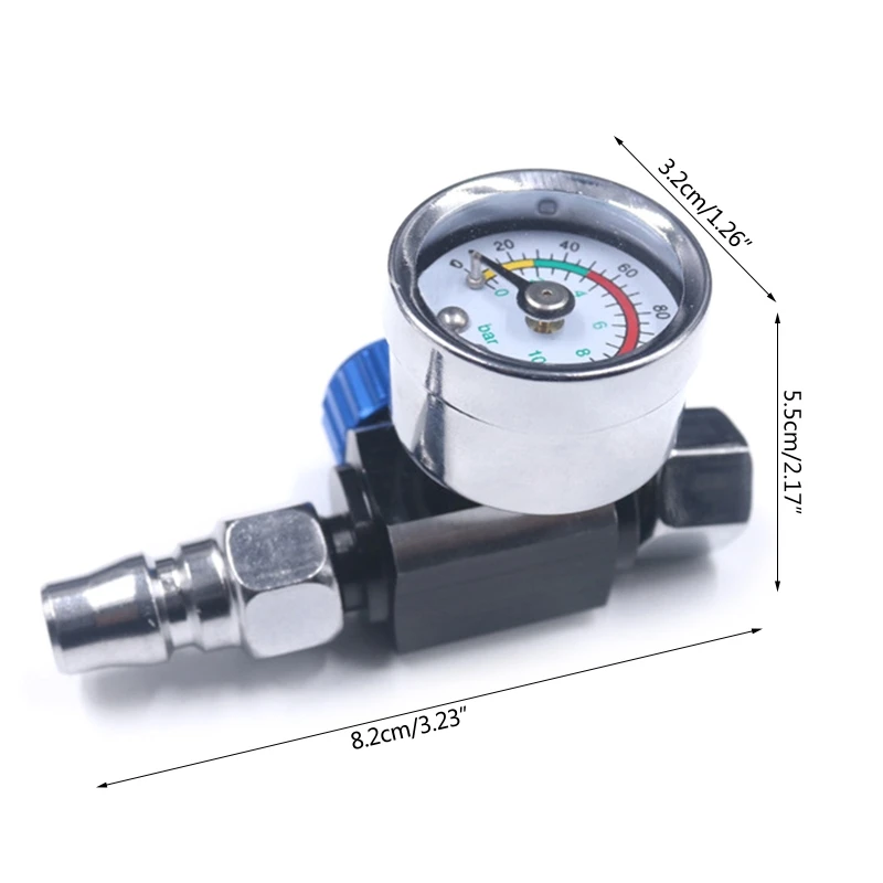 1/4” Spray Gun-Air Pressure Regulator with Pressure Gauge Practical Pneumatic Tool Adapter for Air Gun-Spray Gunand Tool