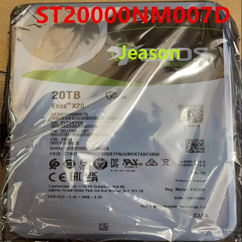 Seagate Exos X20 ST20000NM007D 20TB 7200RPM 256MB 내장 SATA 하드 드라이브, 신제품