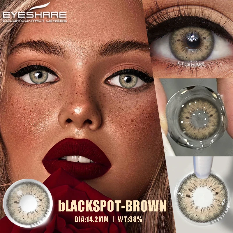 EYESHARE 1 Paar farbige Kontaktlinsen mit Sehstärke, Myopie, grüne Linsen mit Grad, graue Pupillenlinse, braune Linsen, jährlich – Detail 26