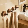 Self-adhesive Solid Wooden Hook Walnut Key Decorative Towel Holder Hook Door Hanger Wall Coat Rack Kitchen Bathroom Organizer 2