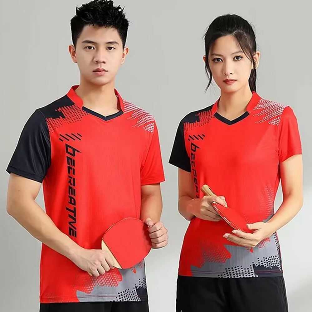 Letter Print Short Sleeve Table Tennis T-shirt for Men Women Quick Dry Summer Volleyball Tennis Ping Pong Badminton Uniform short sleeve t shirt,sports clothes