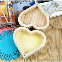 Storage Box Heart Shape Wood Box Jewelry Box Wedding Gift Makeup Cosmetic Earrings Ring Desk Rangement Make Up Wooden Organizer 2