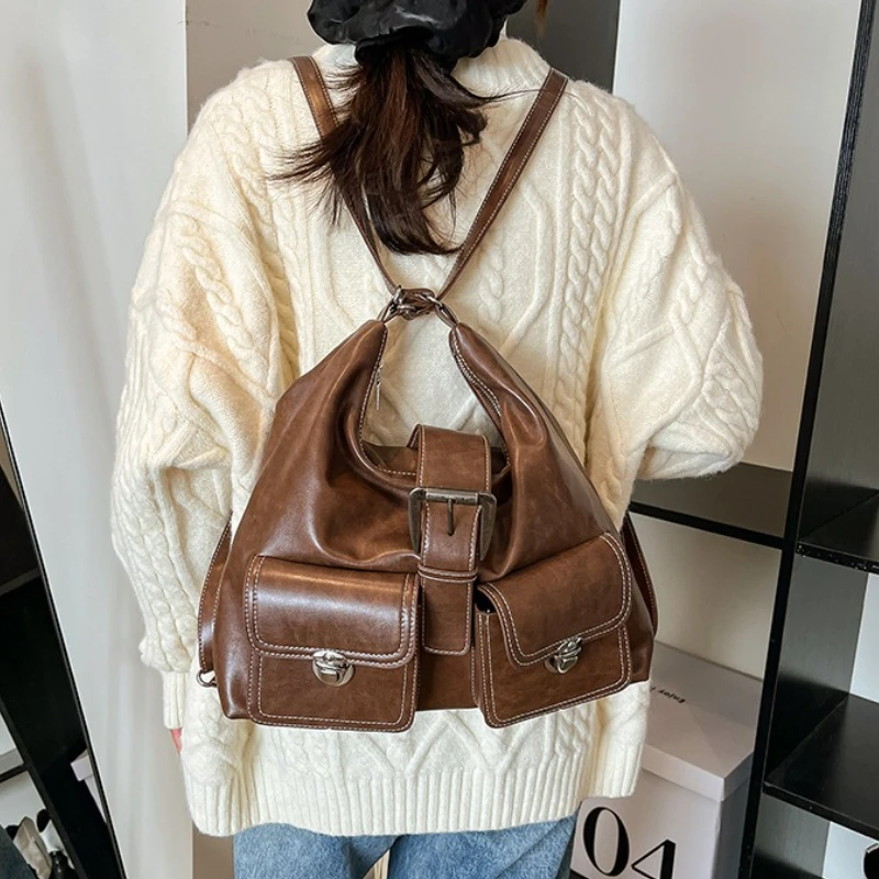 Retro Large Capaci Casual Women's Tote Bag Underarm Bag Fall Winter 2026 New Sle Double oulder Bapa Trendy Leisure Handbags