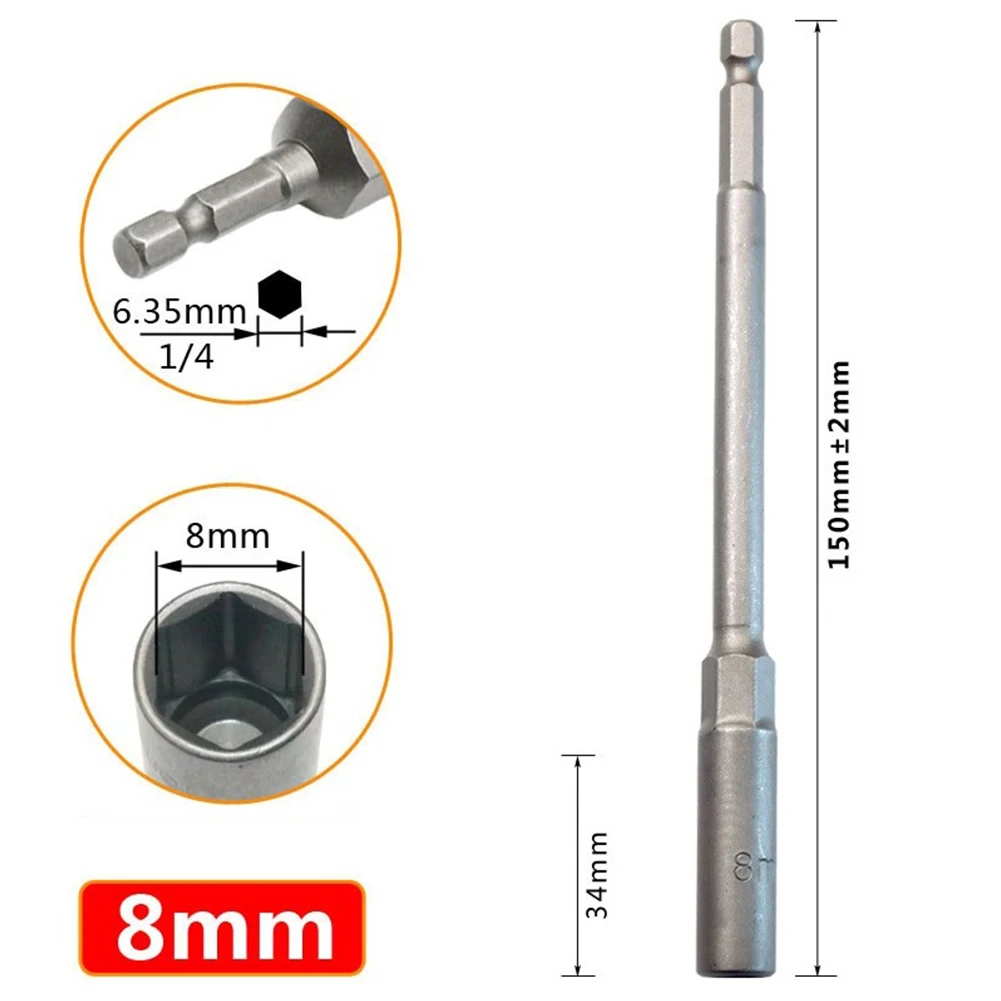 Buchse 150mm Sechskant Mutter Fahrer Bohrer Adapter 5,5-19mm Für Elektrische Schlüssel Verlängerung Hülse Reparatur Manuelle werkzeuge – Detail 6