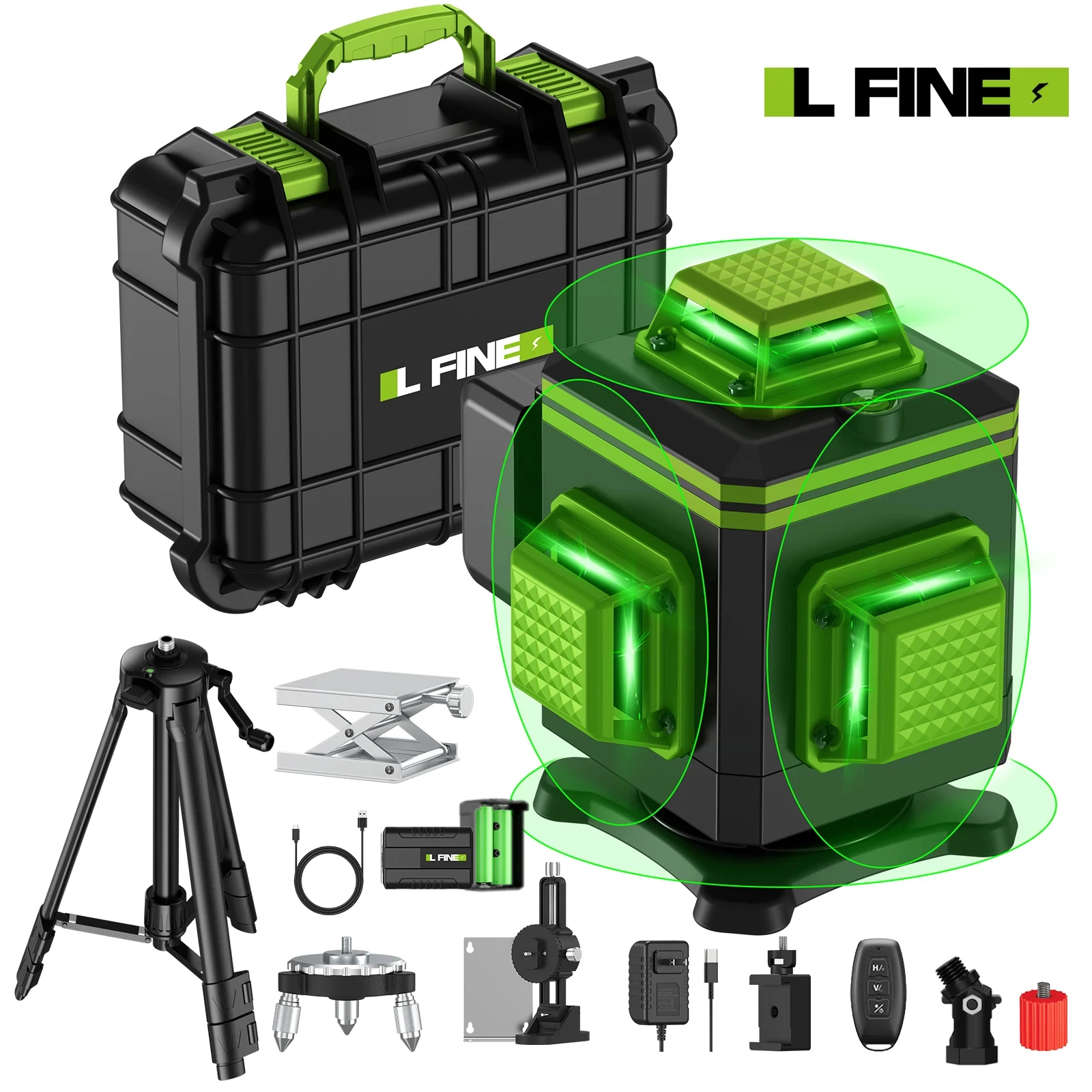 

Lfine 4D 16 Lines Laser Levels 360°Self-leveling with Tripod and Suitcase Professional Horizontal And Vertical Laser Level Tool