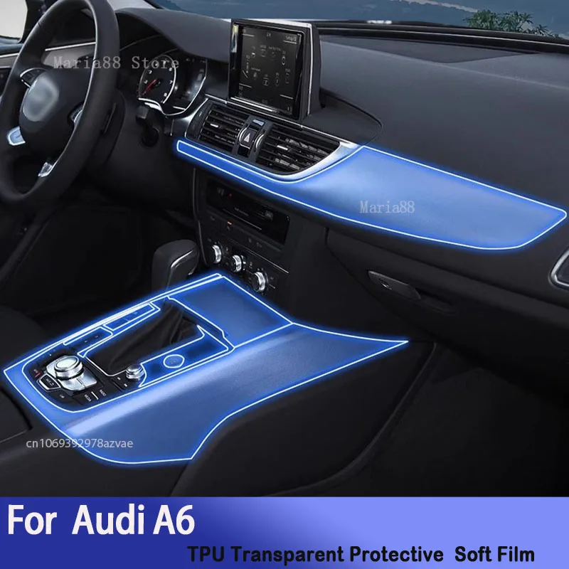 

For Audi A6 (2016-2018)Car Interior Center Console Transparent TPU Protective Film Anti-scratch Repair Sticker