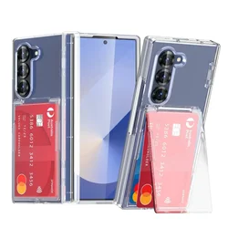 Luxury Flip Kickstand Phone Case with Card Holder and Matte Finish - Galaxy Z Fold7 (Clear)