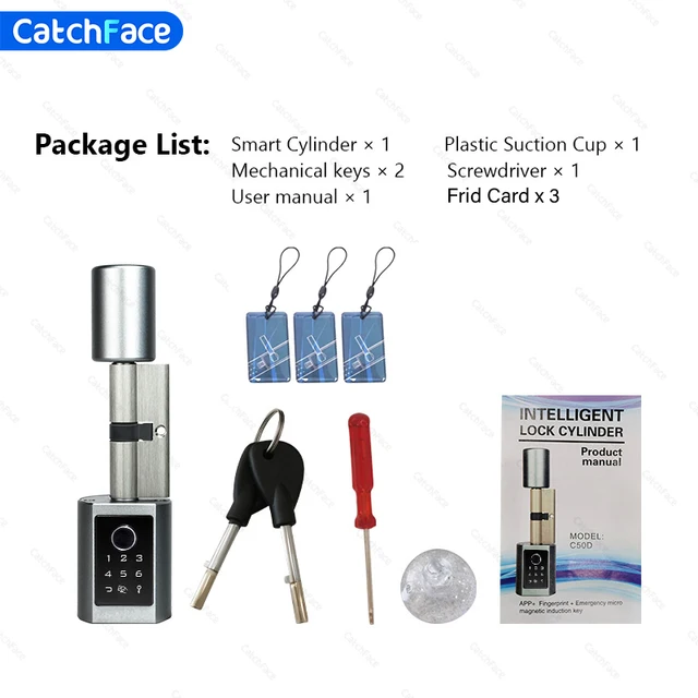 Catchface Fingerprint Frid Card Password TTLock Electronic APP Wifi Digital Cylinder Smart Door Lock Bluetooh 6