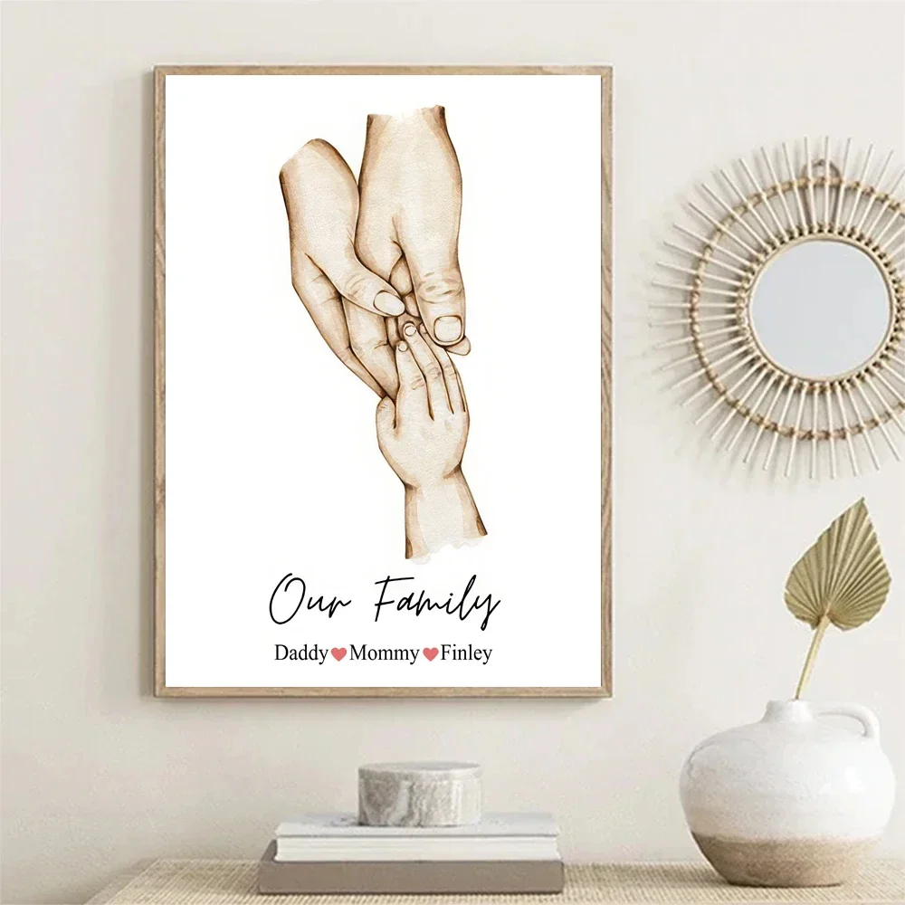 Персонализированный постер с именем семьи на заказ, Картина на холсте, минималистичные художественные принты, скандинавские настенные картины, гостиная, домашний декор