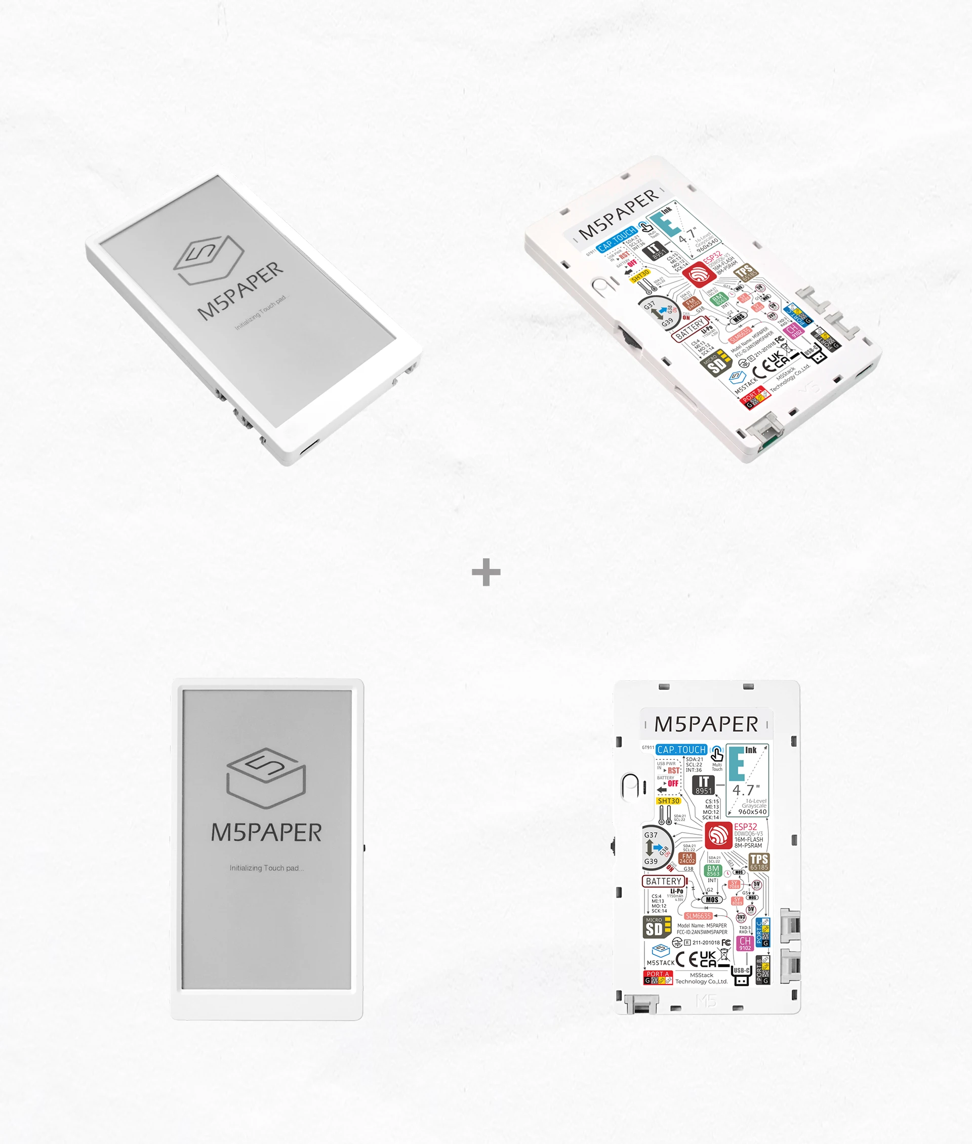 Official M5Paper ESP32 Development Kit V1.1 (960X540, 4.7" eInk display, 235 ppi