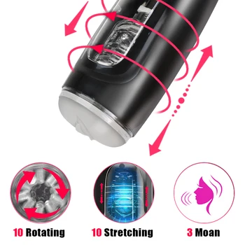 Automatic Rotate Stretch Vibrator Male Masturbator Artificial Vaginal For Men Real Pussy Penis Pump Glans Sucker Sex Toys Erotic
