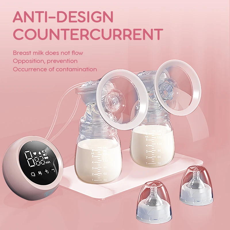 Dr.isla USB Electric Breast Pump Double Electric Breast Pumps Powerful Nipple Suction with Baby Milk Bottle Cold Heat Pad Nipple electric breast pump