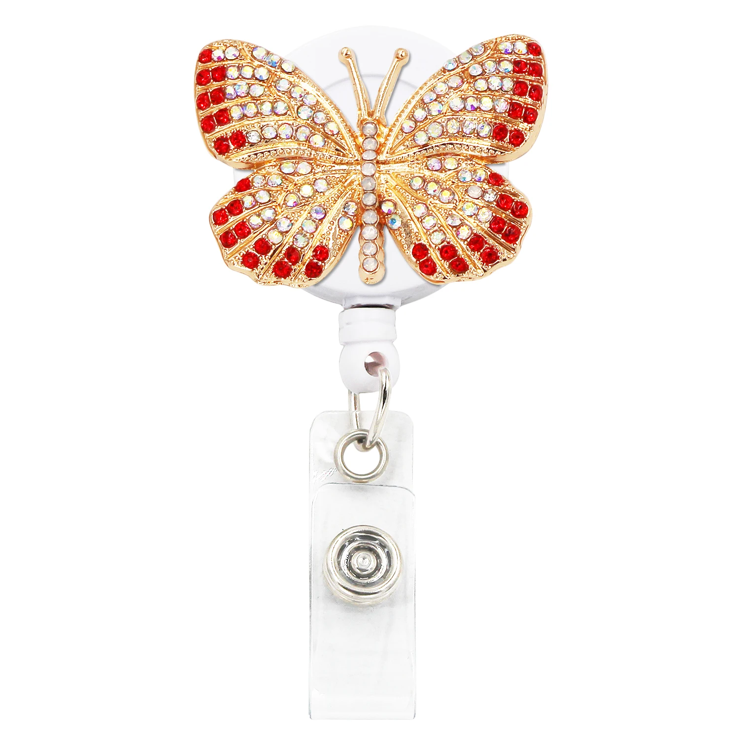 Idclip 1PC Retractable Badge Holder with Alligator Clip Retractable Cord ID Badge Flower Butterfly Style