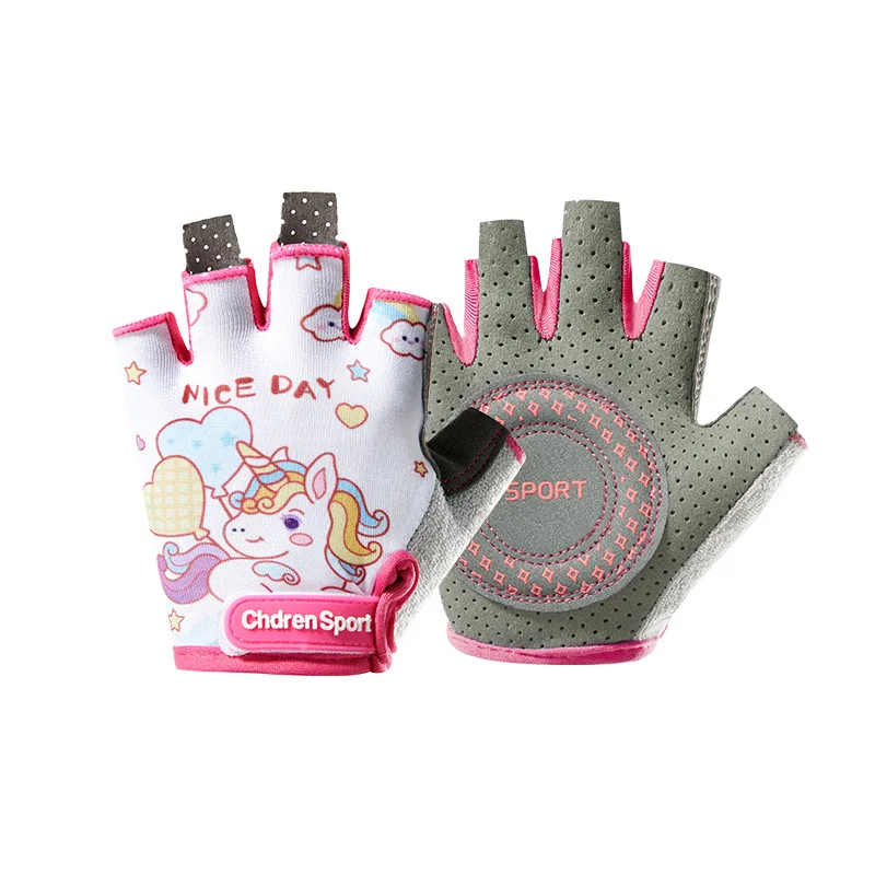 Children Cycling Gloves Sports Anti-slip Fingerless For Boy Girl Roller Skating Training Exercise Physical Education cycling gloves,fingerless gym gloves,fingerless gloves,sports gloves,gym gloves,half finger gloves