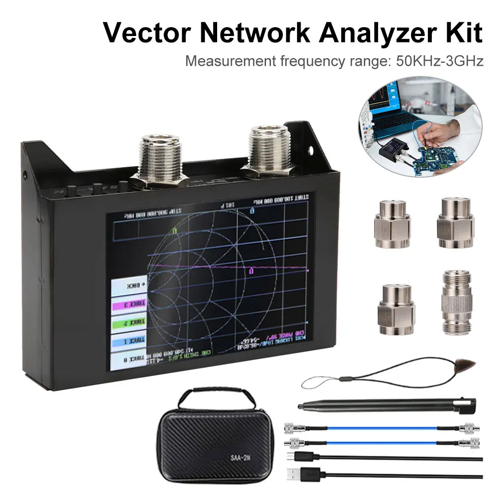 

SAA-2N Vector Network Analyzer Kit 50KHz~3GHz 4.0 Inch Touch Screen 3G NanoVNA V2 Antenna Analyzer Shortwave HF VHF UHF