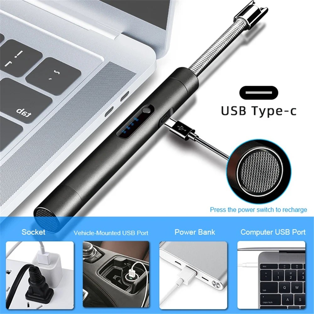 Фото Зажигалка для кухни с USB-портом и зарядкой от Type-C №5