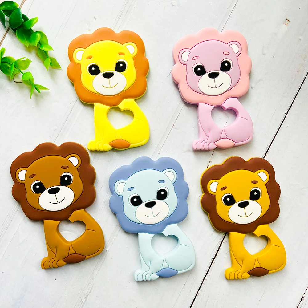1pcs Baby Silicone Teether Lion Pendant Food Grade Perle Silicone Bead Teething Rodent Chewable Children'S Goods Toys 3