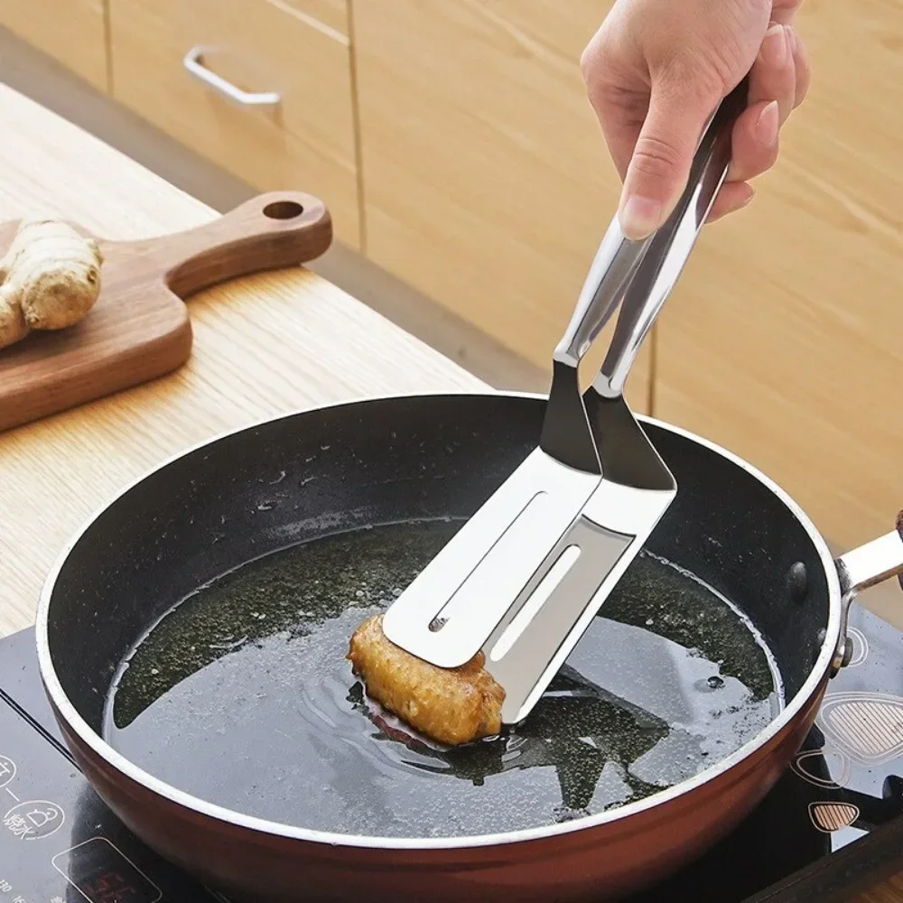 Multifunctional Food Tongs Stainless Steel BBQ Bread Clip Durable Frying Shovel Clip Fried Fish Shovel Household Kitchenware