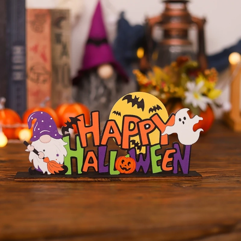 

Halloween Wood Ornament Household Decorative Crafts Party Decoration for Home Bedroom Dormitory Decoration Gift