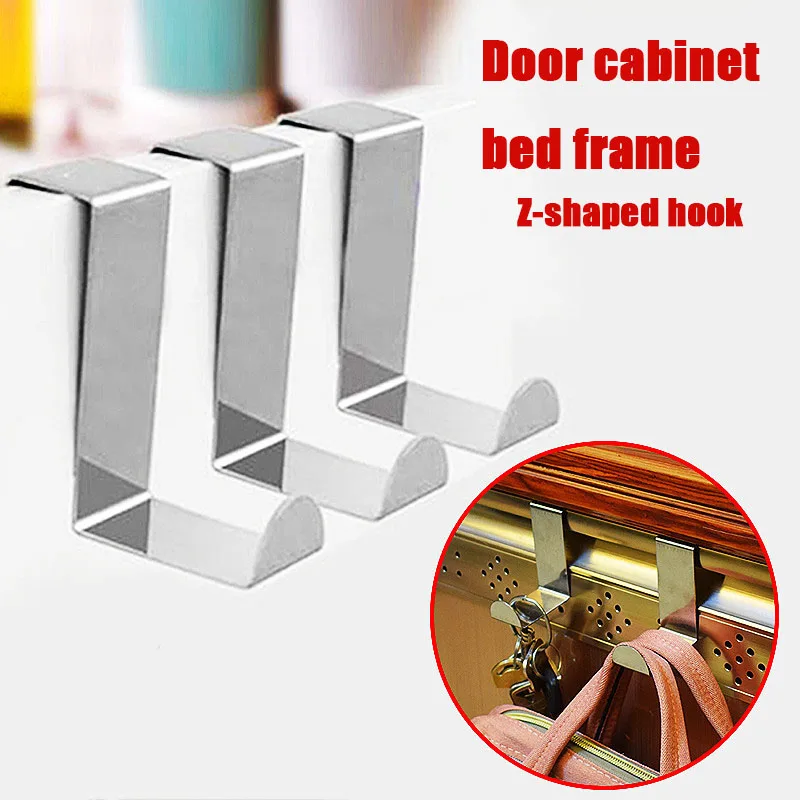 Door Hanger Hook Stainless Steel Kitchen Cabinet Pull Over Door Hook Clothes Bedroom Bathroom Hanger Holder Multi Hook