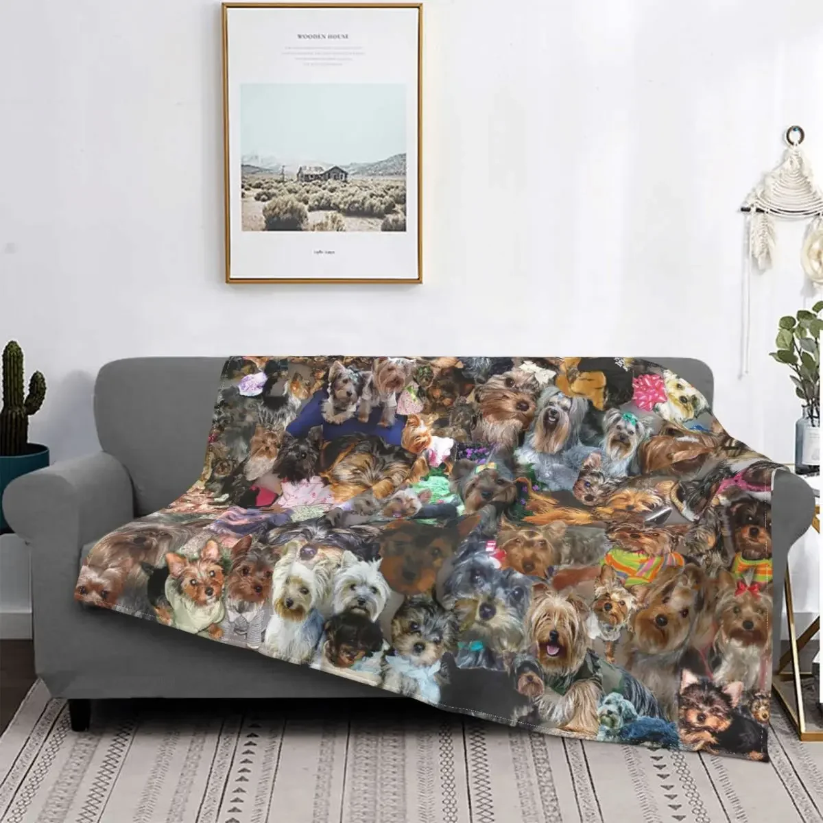 

Dog Yorkshire Terrier Blankets Fleece Cute Animal Portable Lightweight Thin Throw Blankets for Bedding Outdoor Bedding Throws