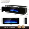 70" Fireplace TV Stand, with Electronic Flame and LED Lights, Luxury High Gloss Finish Entertainment Center, TV Console Cabinet 2