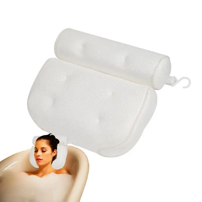 

Bathtub Pillows For Neck Non-Slip With Suction Cup 3d Mesh Shower Accessories Neck and Back Support Bathtub Spa Headrest Pillow