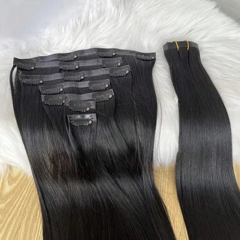 Straight Clip In Hair Extensions 18-24 Inch Remy Human Hair 8pcs Clips Double Weft Brazilian Virgin Real Hair For Women