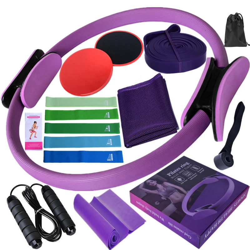 15 Teile/satz Latex Yoga Elastische Band Fitness Kühlen Handtuch Schiebe Platte Spannung Gürtel 3 Meter Springseil Pilates ring – Detail 2