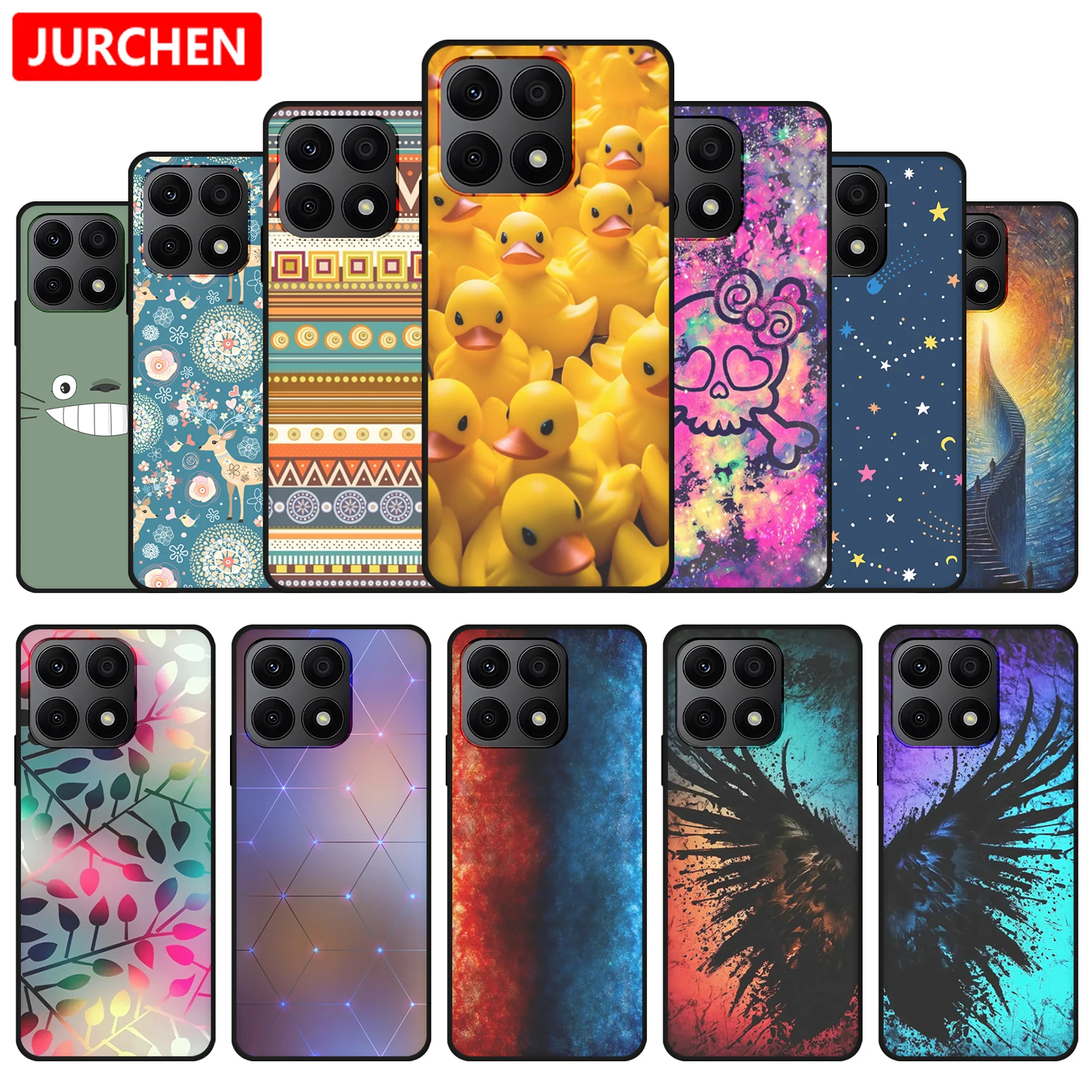 Custodie In Silicone Per Huawei Honor X8A Crt-Lx2 Cute Dog Cats Wolf Duck Pattern Per Honorx 8A X8 A Cover Crt-Lx1 Crt-Lx3 Cover Posteriore