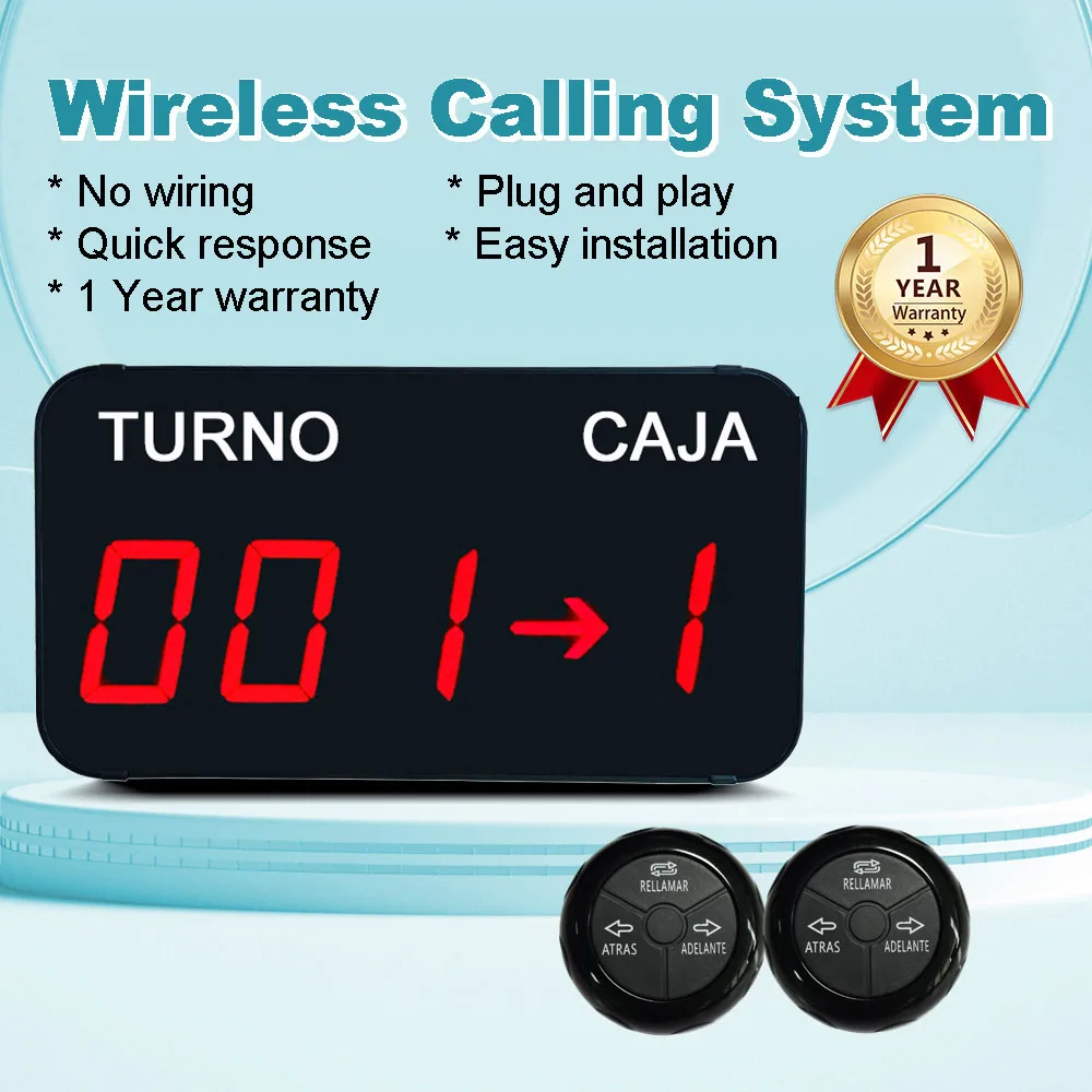 Wireless Queue Calling System Turn O Matic TURNO 3-Digit Display Screen with Next Control Button for Bubble Tea Cafe Restaurant