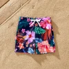 PatPat Family Matching Tropical Floral Drawstring Swim Trunks or Ruched Drawstring Side One-Piece Strap Swimsuit 3