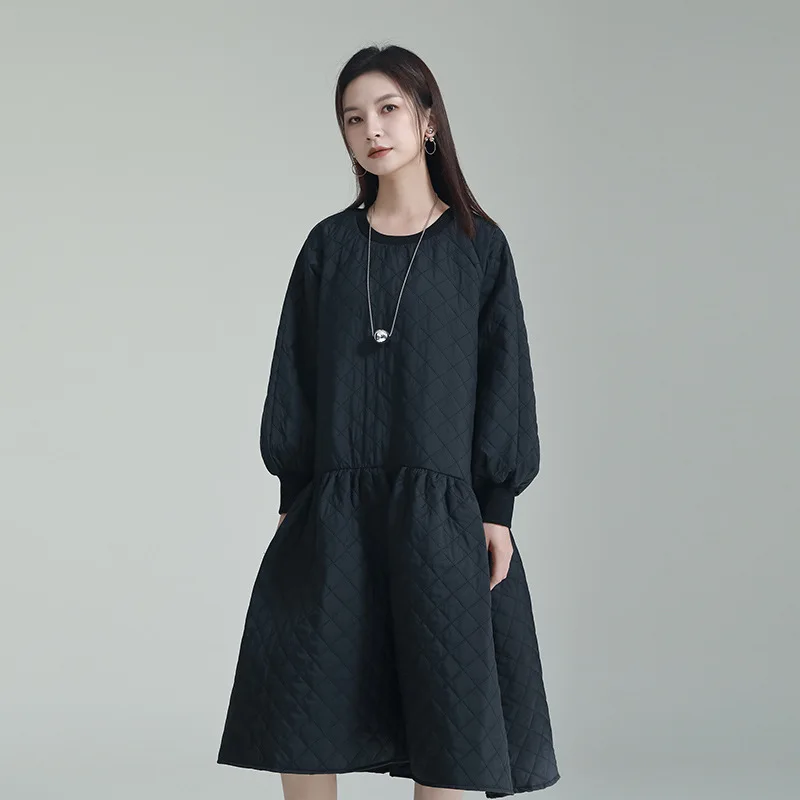 여성용 루즈한 대형 디스플레이 면 의류 드레스, 얇은 긴 면 의류, 패딩 재킷, 틈새 디자인, 봄 신상