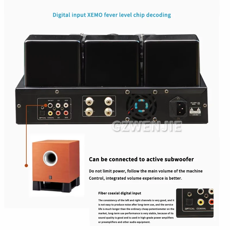 AL260 200wX2 Vacuum Tube Amplifier Bluetooth 5.0 8-10M Support Fiber Coaxial Input HIFI Audio Amp USB Remote Phono