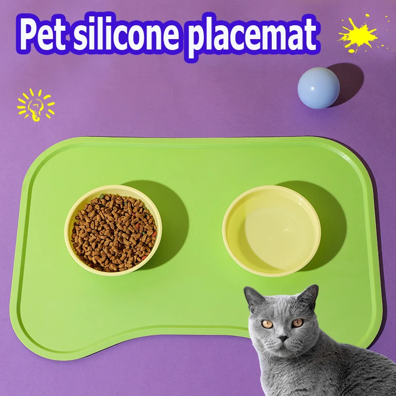 PetSiliconeFoodMatForCatDogPuppyFeederTrayWaterPlacemat