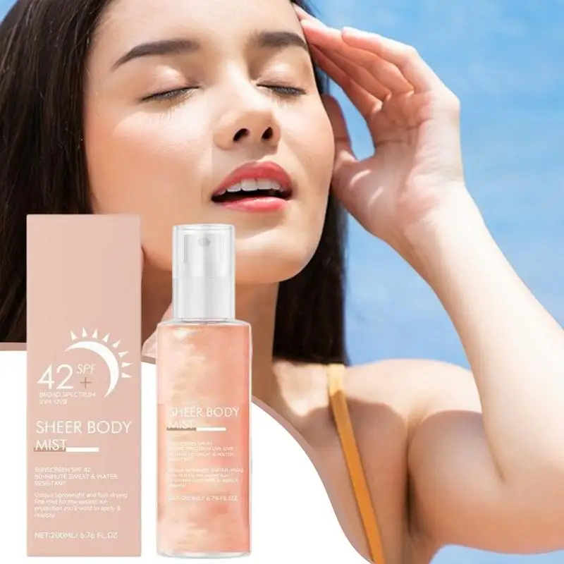 Sunscreen Spray 200ml Daily Facial Sunscreen Spray SPF 42 Sun Block Isolation Mist UV Protector Brightening Moisturizer ForWomen