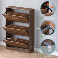 Shoe Cabinet with 3 Flip Drawers, Slim Narrow Shoe Storage Cabinet, Freestanding Shoe Organizer with Adjustable 2