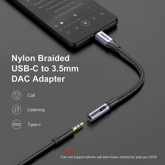 USB Type C to Jack Male Female DAC Audio Headphone Adapter
