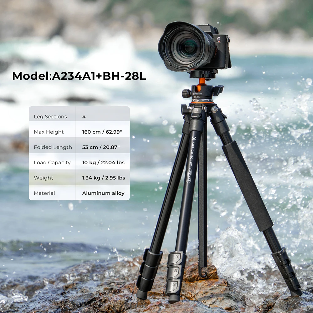 K & F Concept ޴ ī޶ ﰢ 淮 10kg/22.04lbs  뷮 62 /160cm ˷̴ DSLR ﰢ   