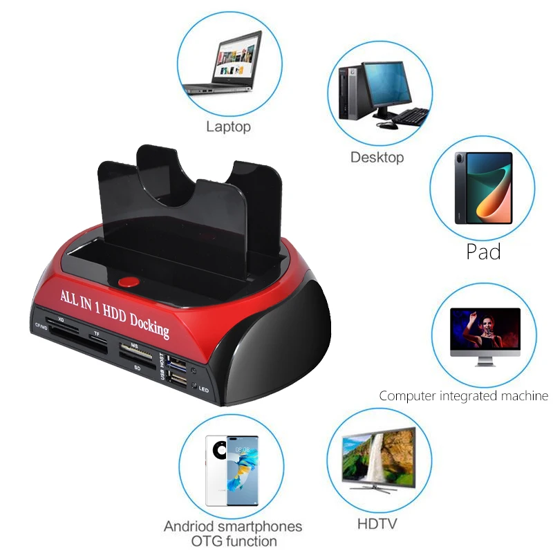 For 2.5 3.5 inch IDE SATA HDD SSD Docking Station With Card Reader USB to SATA IDE Dual External Hard Disk Drive Box hd externo hdd enclosure external hard drive housing