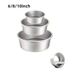Round Cake Pan Set with Removable Bottoms - 3-Piece Hard Anodized Aluminum Molds (6 8 10inch 3pcs)
